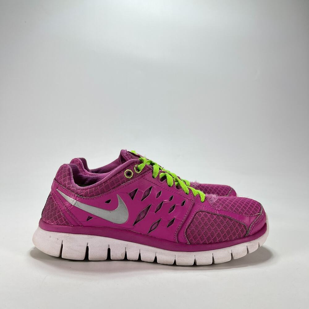 Nike Flex 2013 Run Pink Lime Green Running Shoes 580440-631 Women's Size 6.5